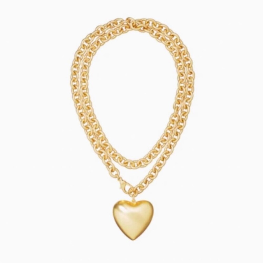 Roxanne Assoulin Puffy Heart Necklace with Extender.